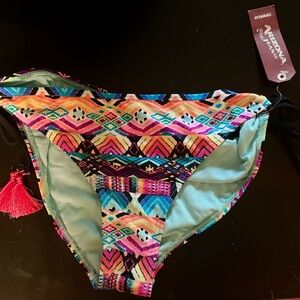 Arizona Jean Company Blue and Pink Bikini with Geometric Pattern